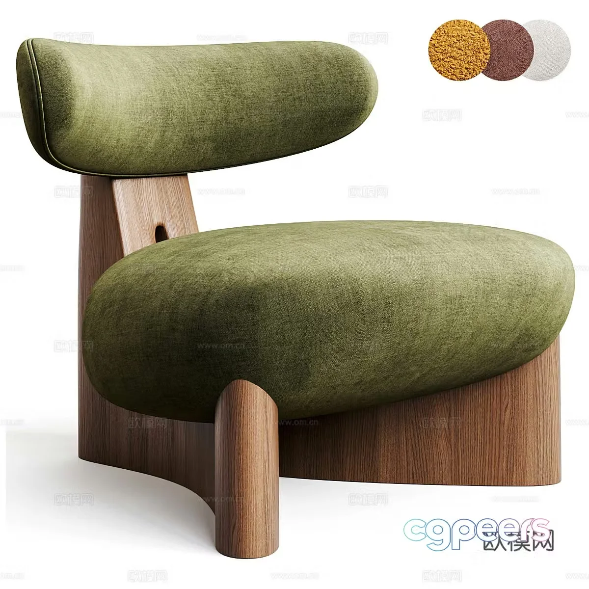 New Chinese style Wasabi ENNE GOBI Fabric Armchair 3D Model