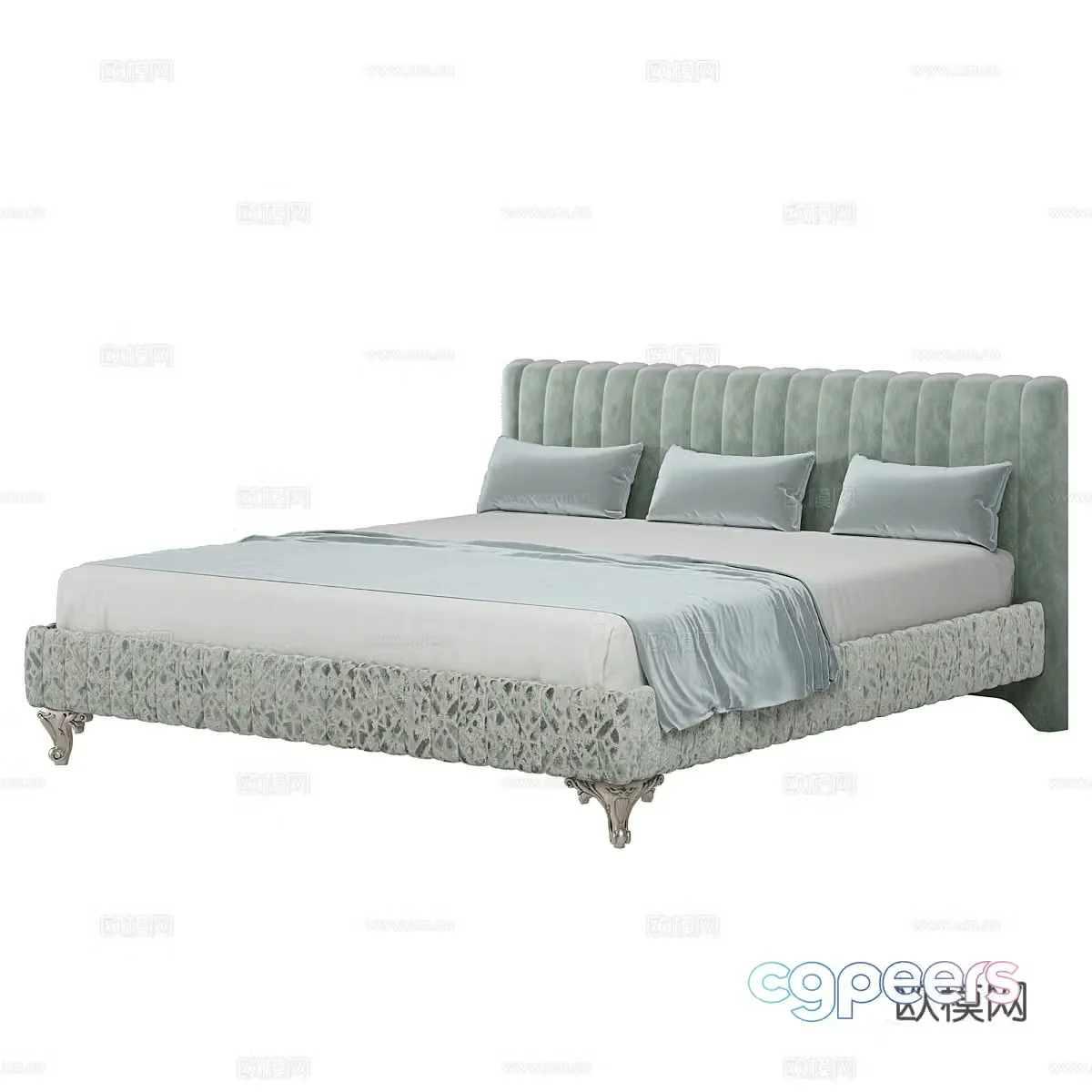 French double bed 3d model