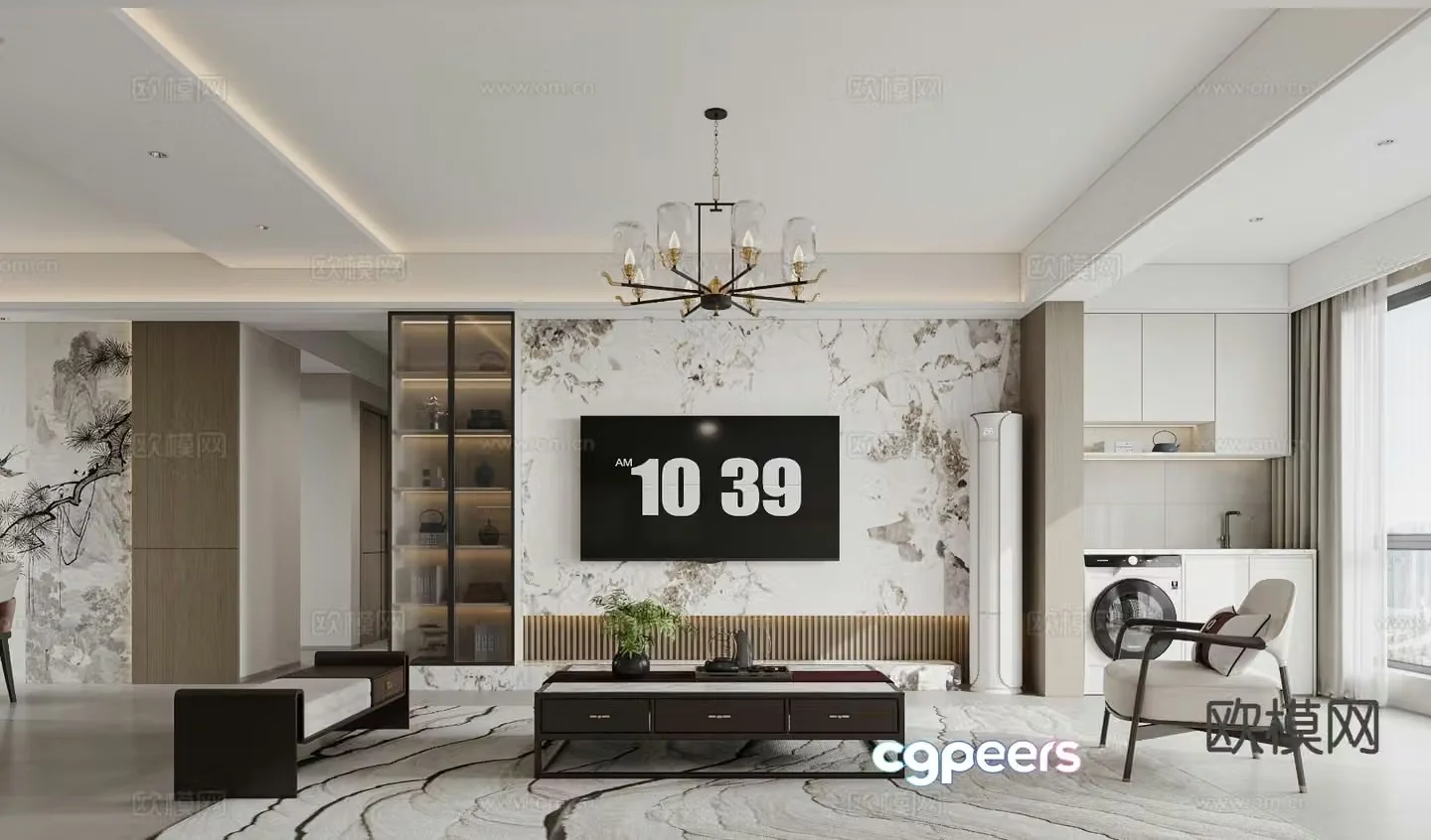 New Chinese style living room 3d model