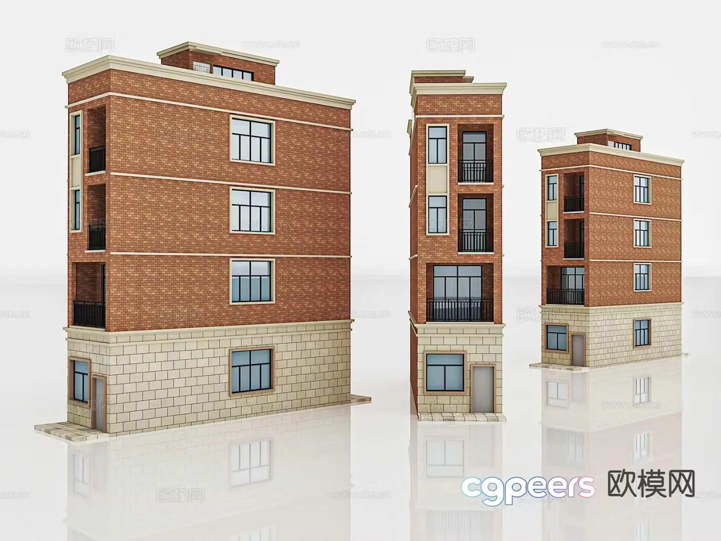 Multi-story residential building building house single building 3D model