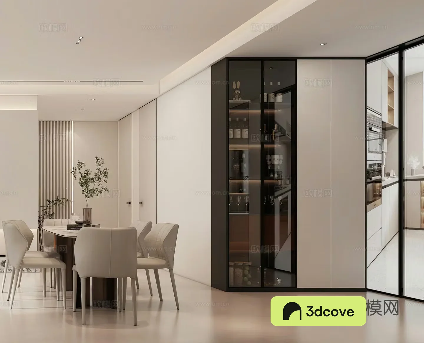 Modern restaurant Creamy restaurant Modern living restaurant Simple dining table Wine cabinet G549
