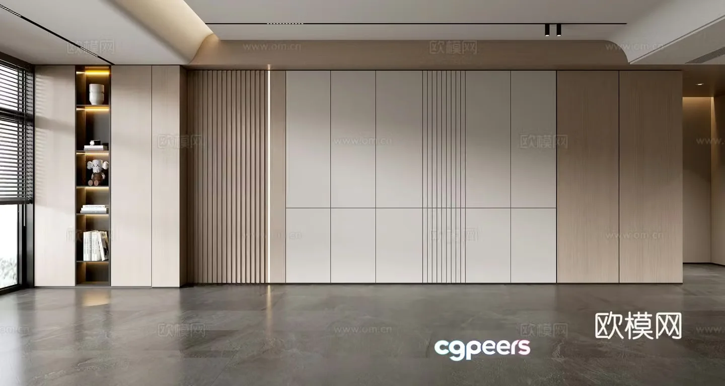 Modern minimalist background wall Sofa background wall 3d model