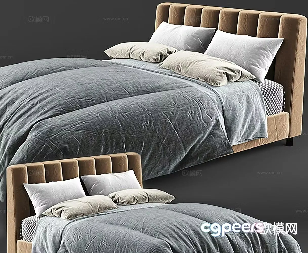 Modern double bed 3d model
