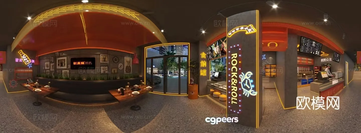 Modern hot pot restaurant VR panoramic 3D model