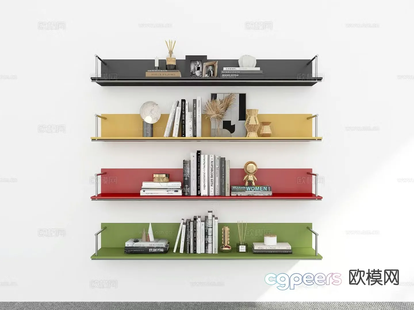 Modern bookshelf 3d model