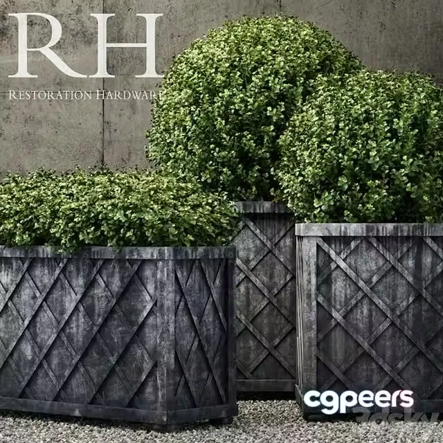 3ds Max Free – Restoration Hardware weathered steel lattice planters