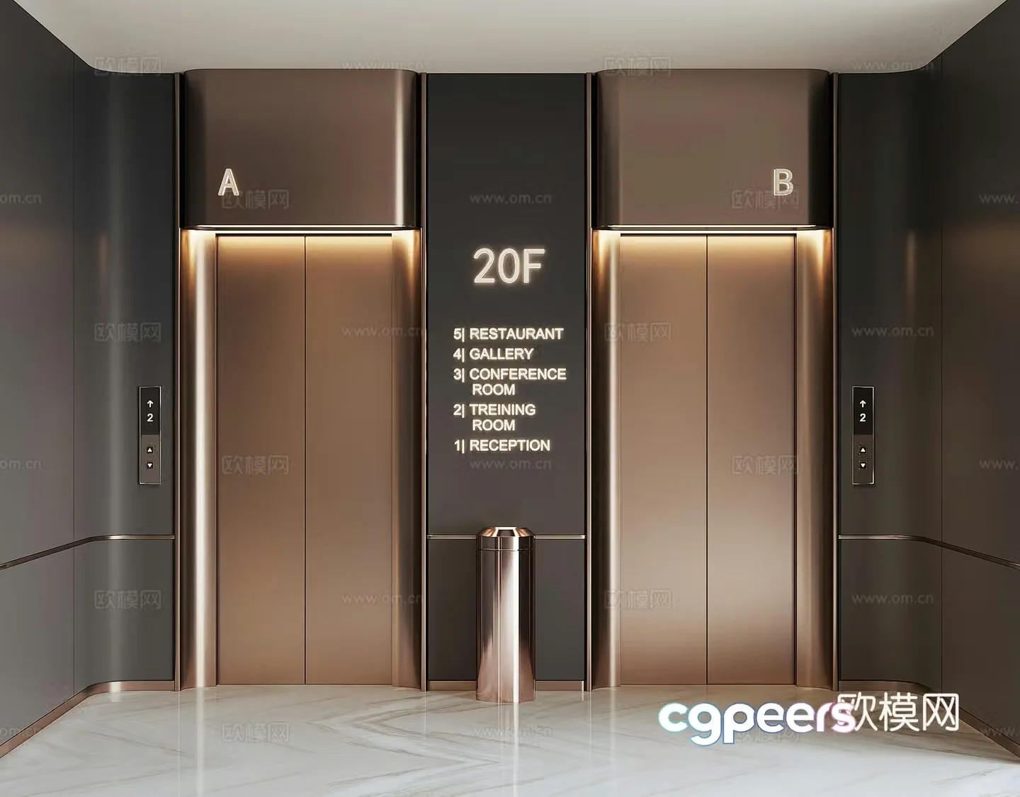 Modern elevator stop 3D model