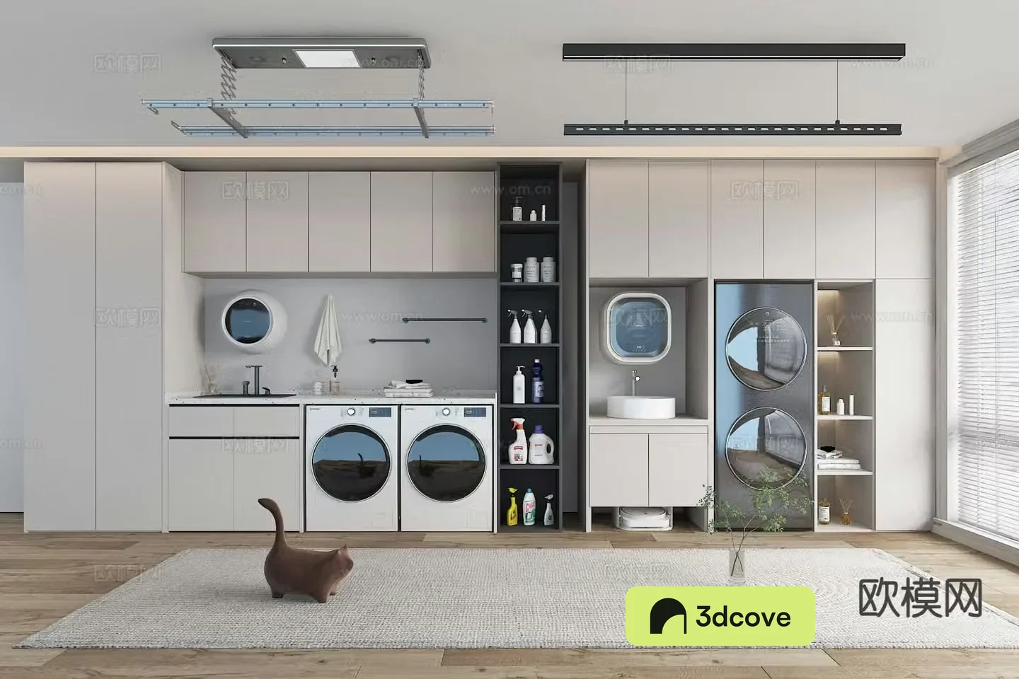 Modern balcony cabinet washing machine cabinet