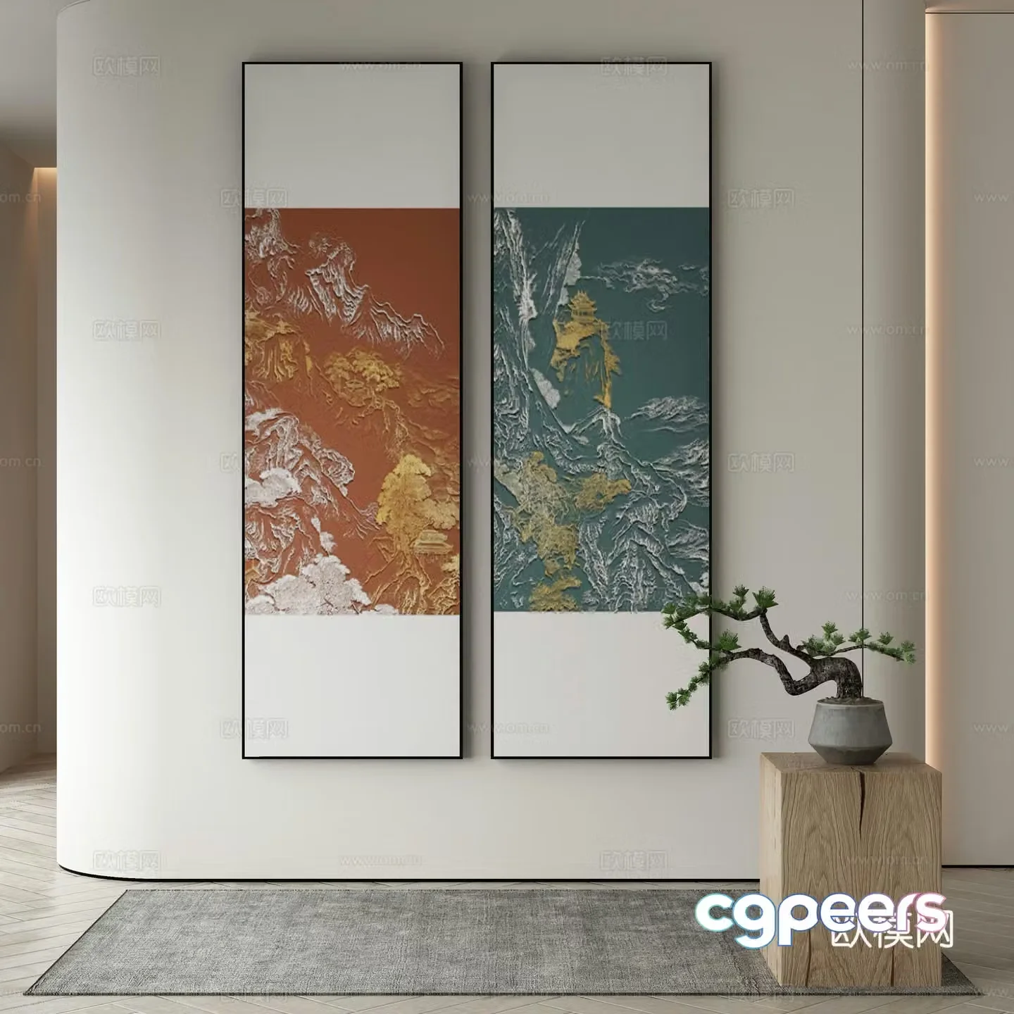 New Chinese style wasabi paintings oil paintings 3D model