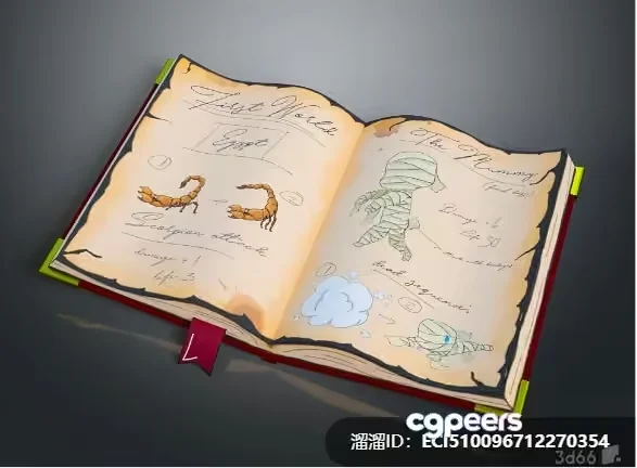 A Book With Drawings And Writing 3D Model – 7398 – VRAY Render