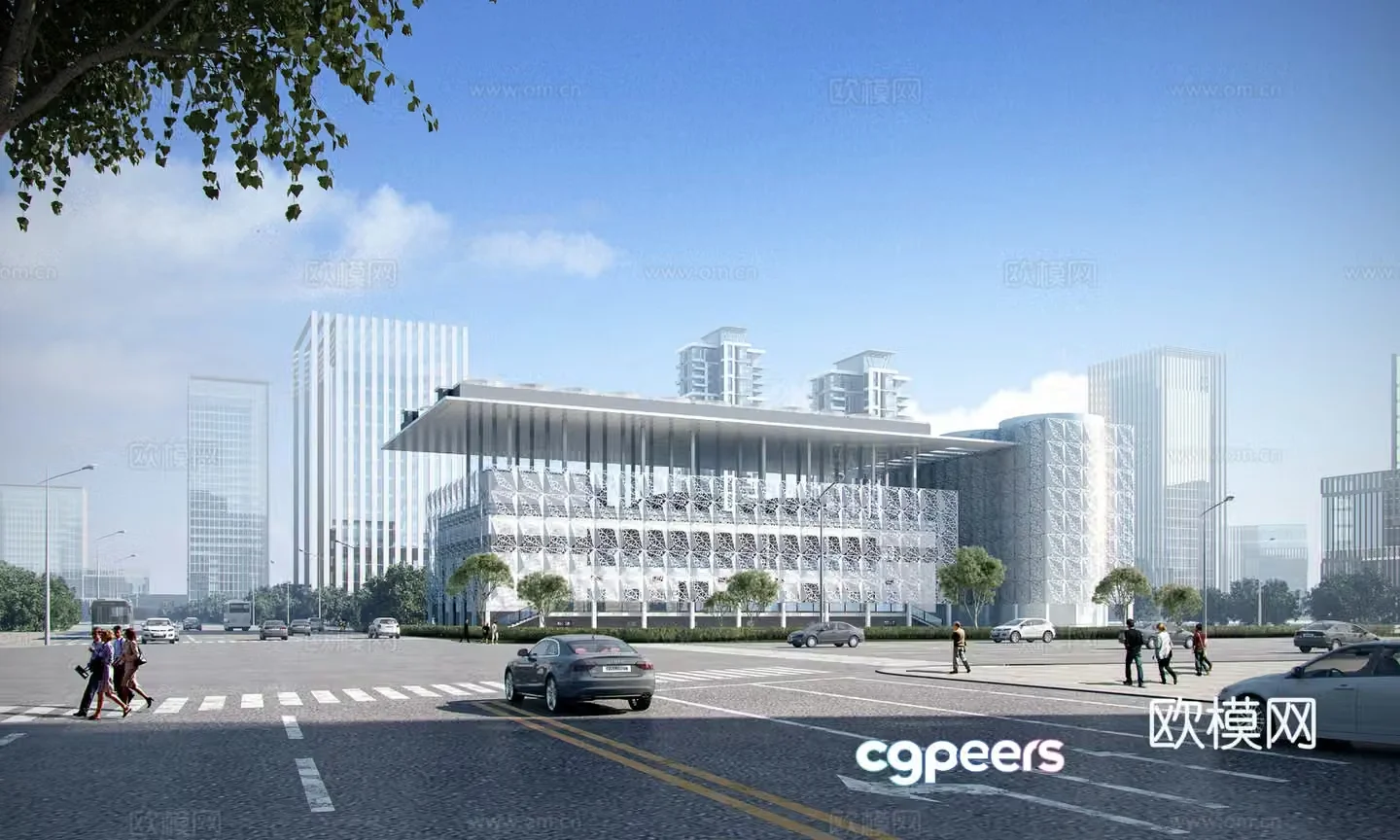 Modern school exterior 3d model