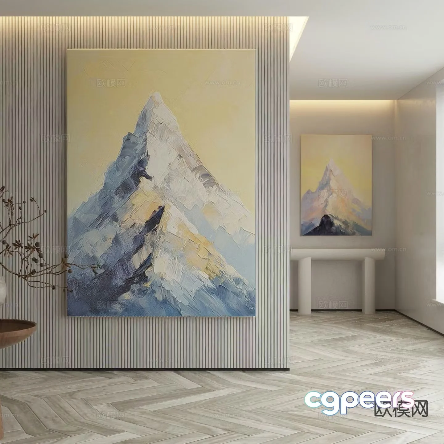 Wabi-sabi oil painting landscape painting decorative painting 3d model