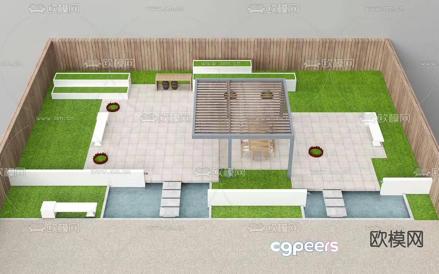 Courtyard landscape garden 3d model