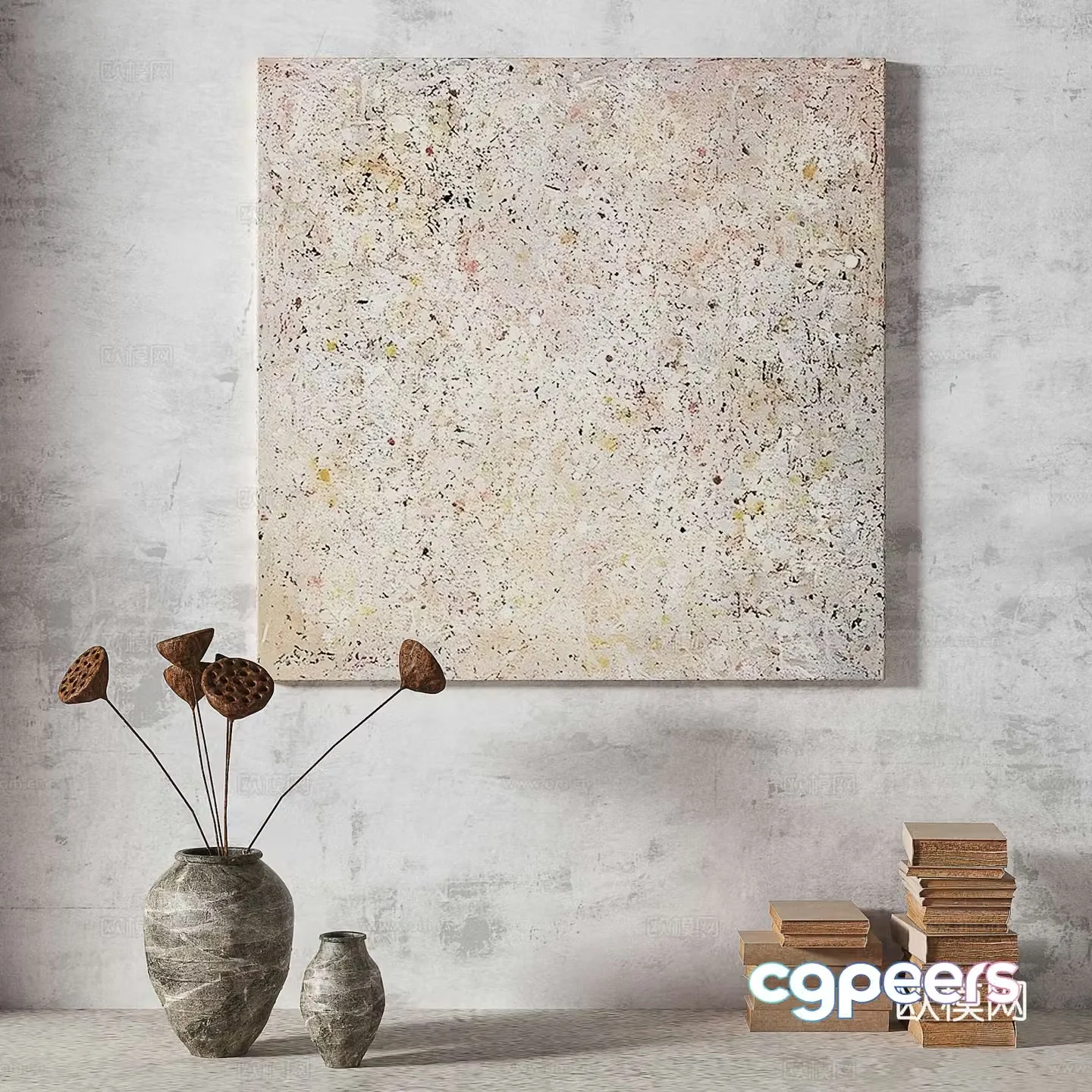 Modern Wasabi Light Luxury Retro Middle Ages Simple Abstract Decorative Painting 3D Model