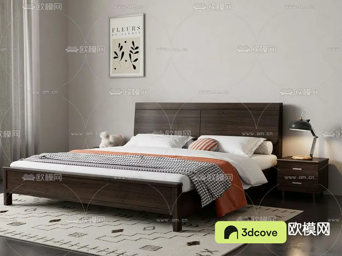 Nordic solid wood bed double bed