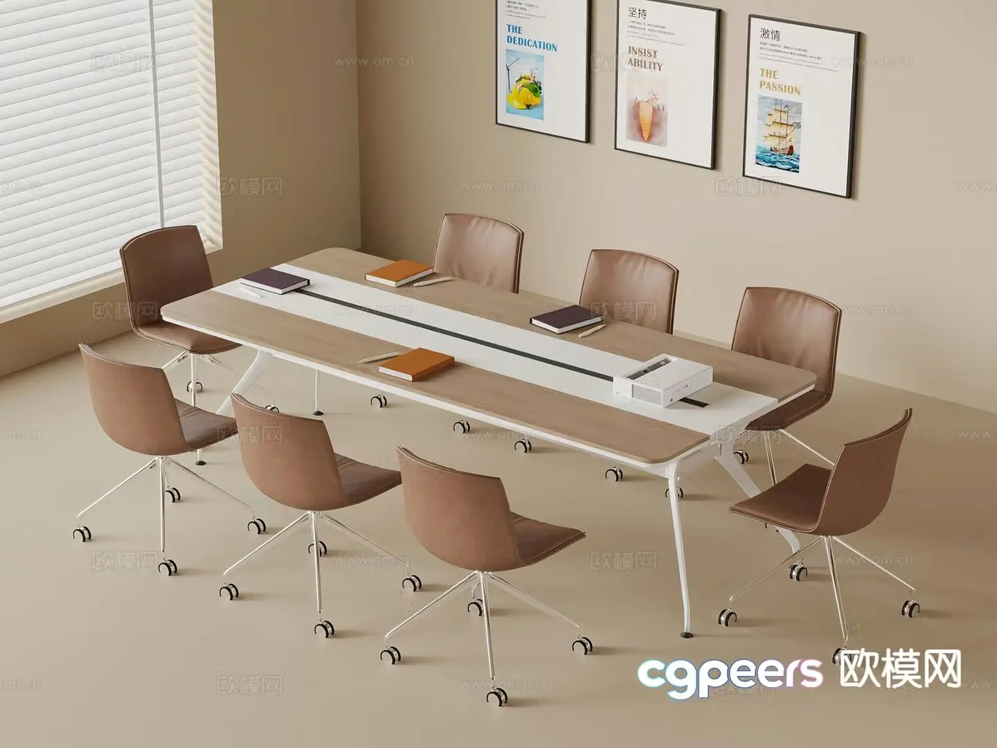 Modern conference table and chairs conference table 3d model