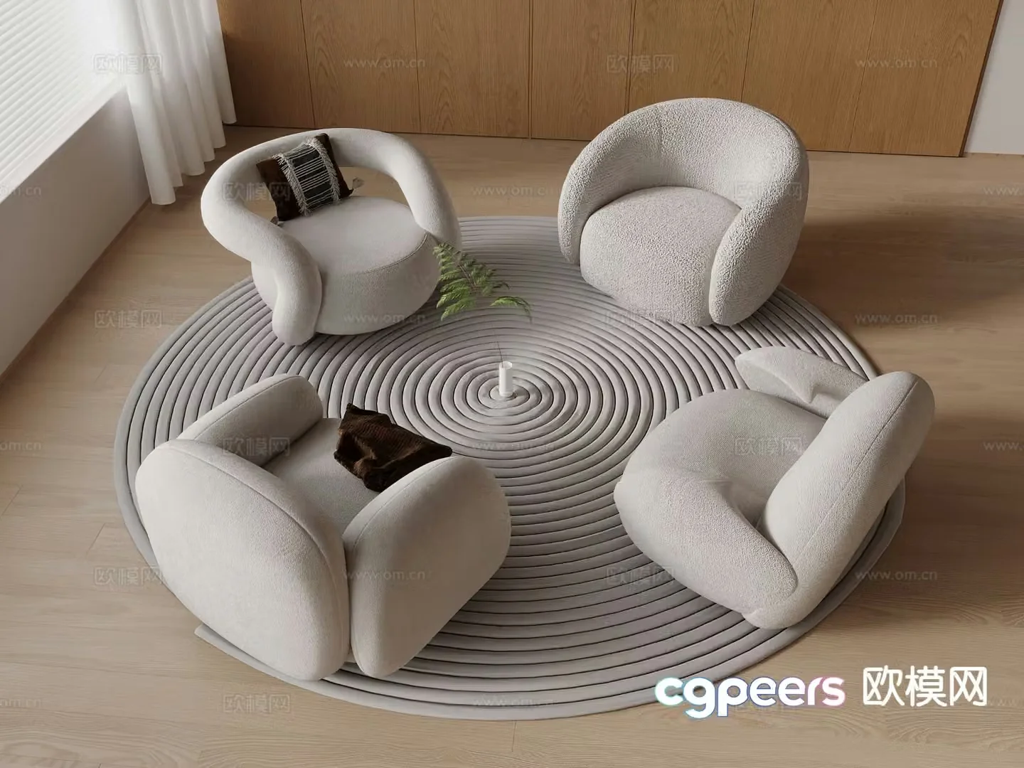 Cream style sofa single sofa 3d model