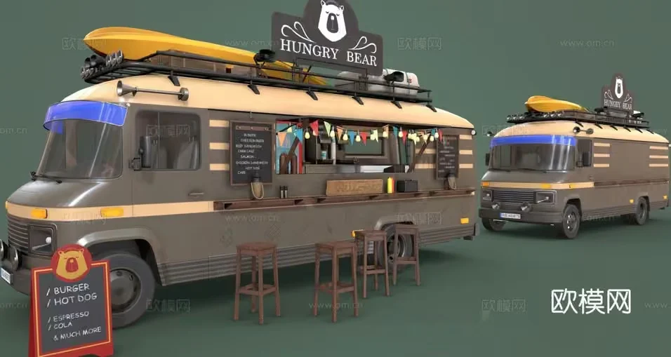 A Food Truck 3D Model – 7435 – VRAY Render