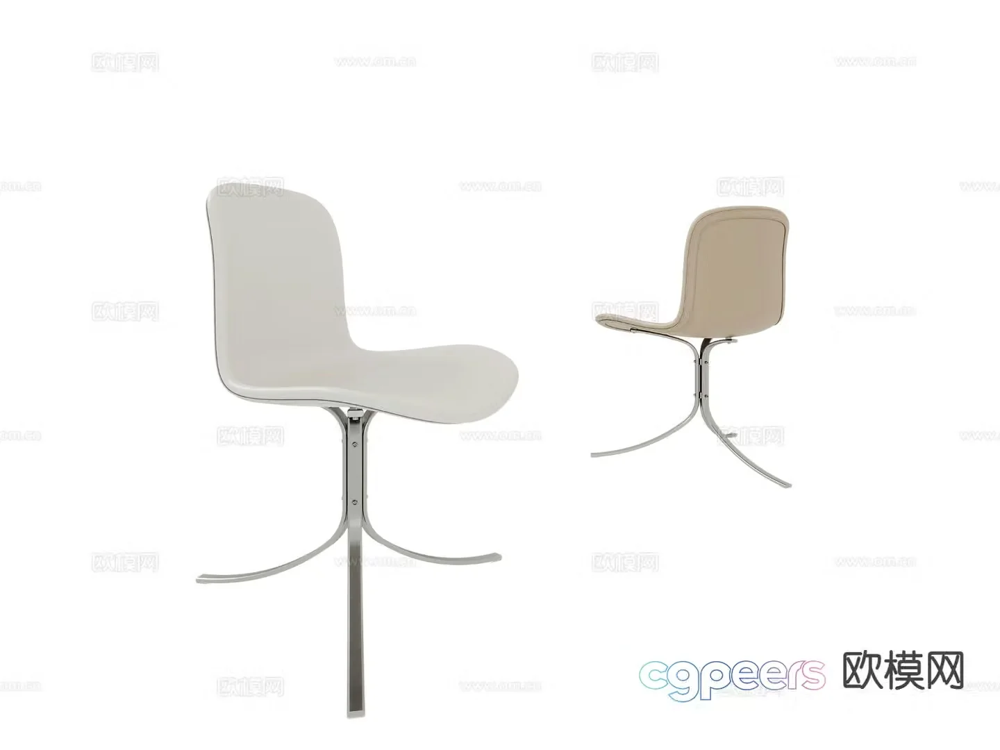 Modern single chair leather chair dining chair 3d model