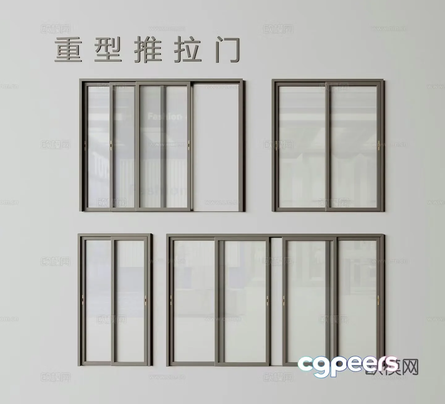 Modern heavy sliding doors Glass doors Pan doors Balcony sliding doors 3D model