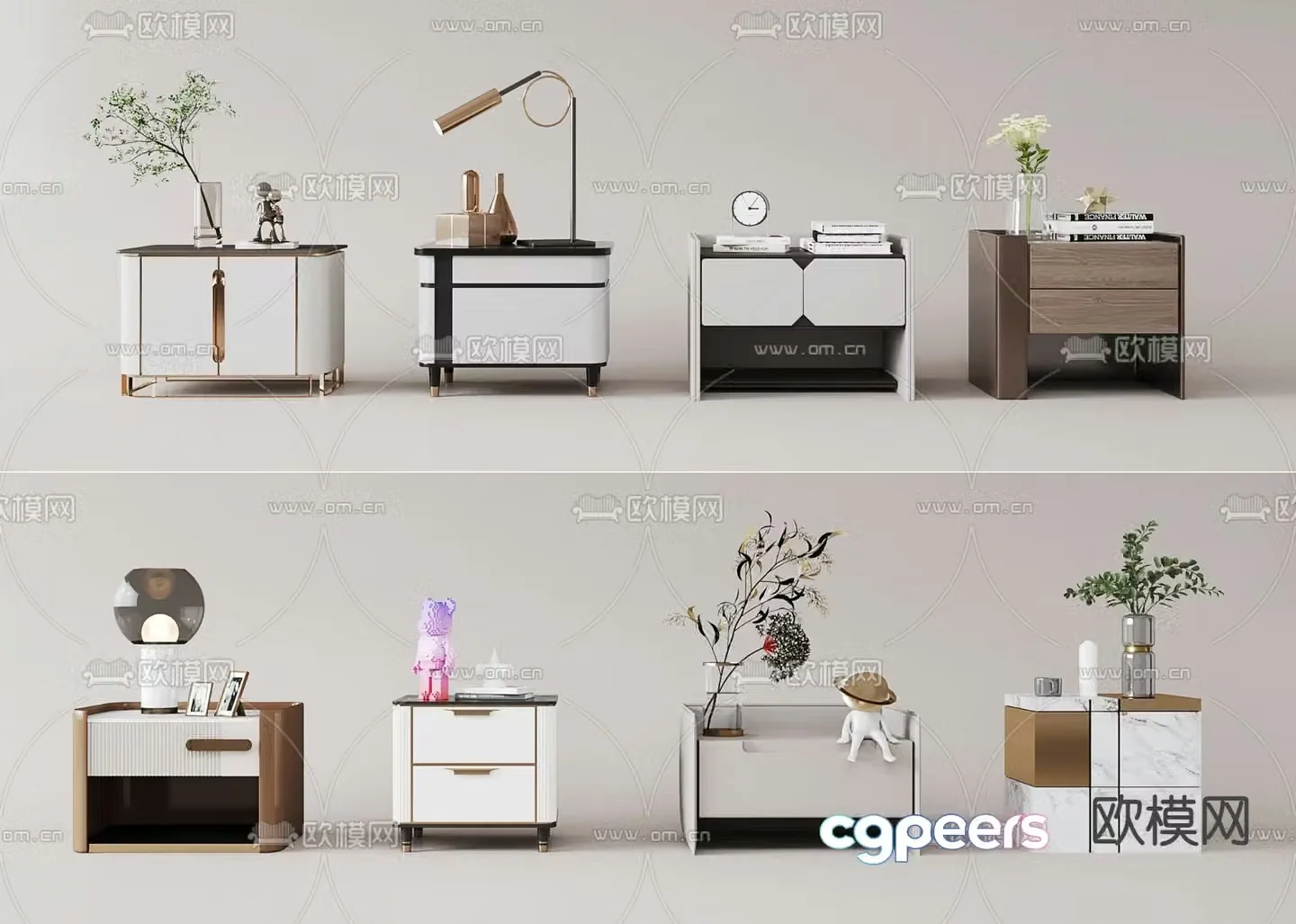 Modern bedside table 3d model
