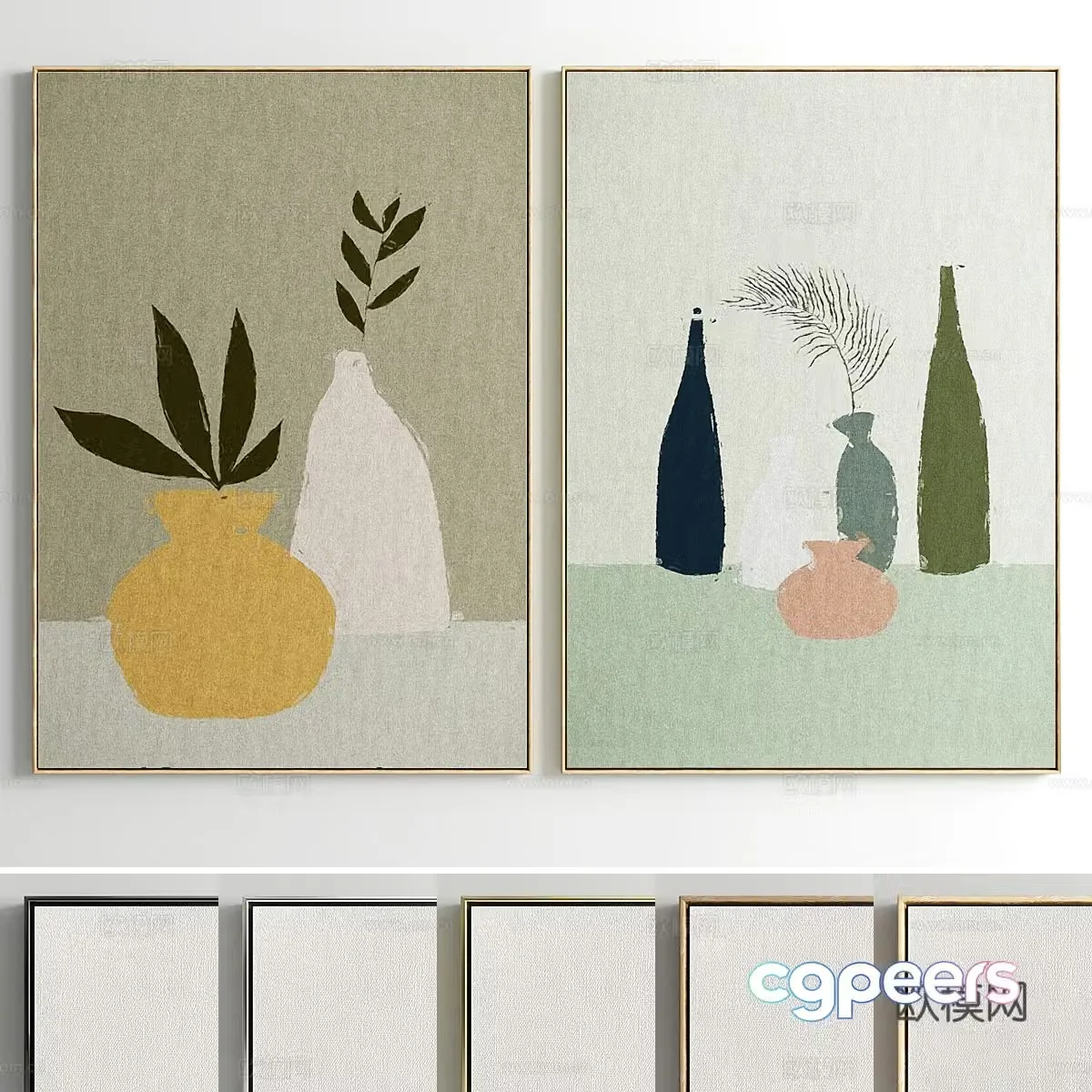 Modern cream style decoration hanging painting 3d model