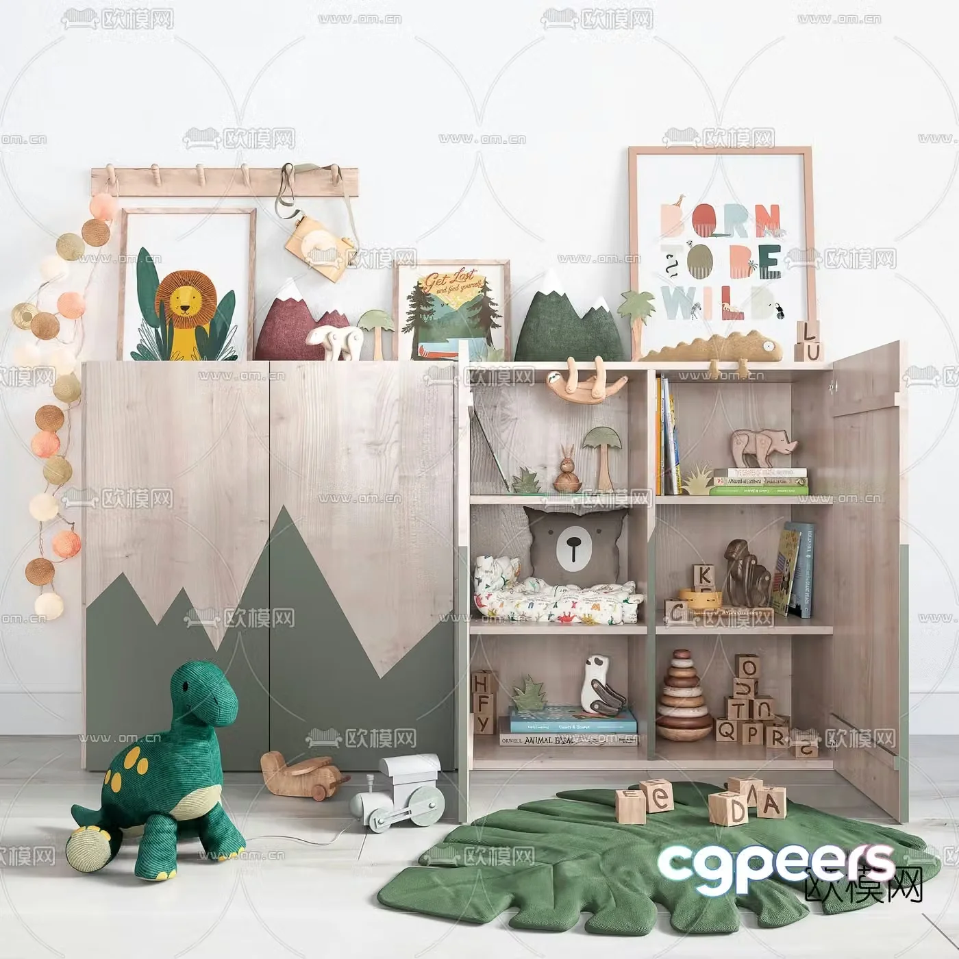 Nordic children’s cabinet children’s toys 3d model