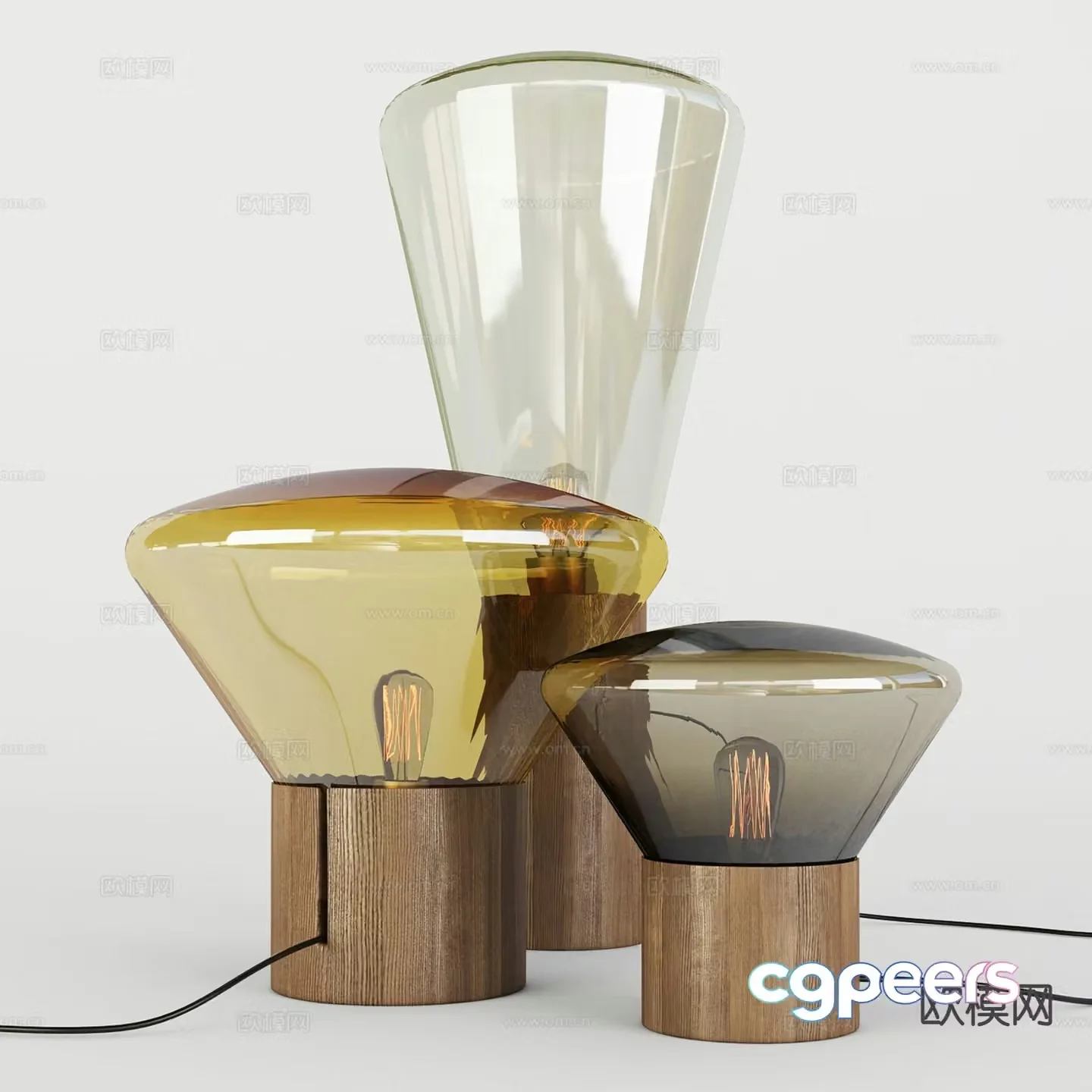 Modern glass table lamp 3d model