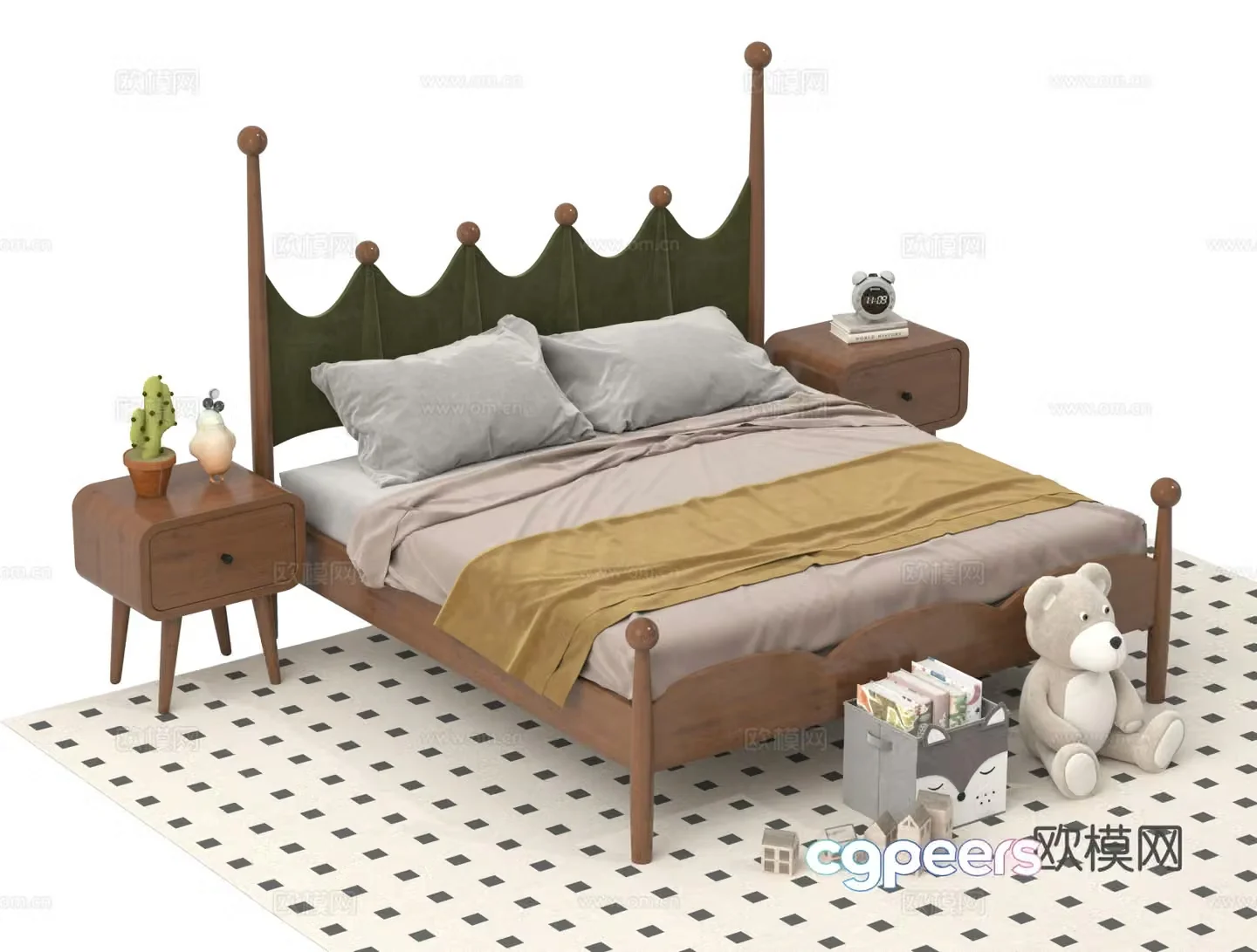 Children’s bed double bed 3d model