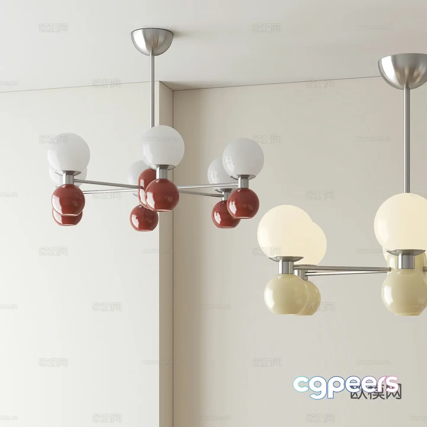 Cream style chandelier hall chandelier 3d model