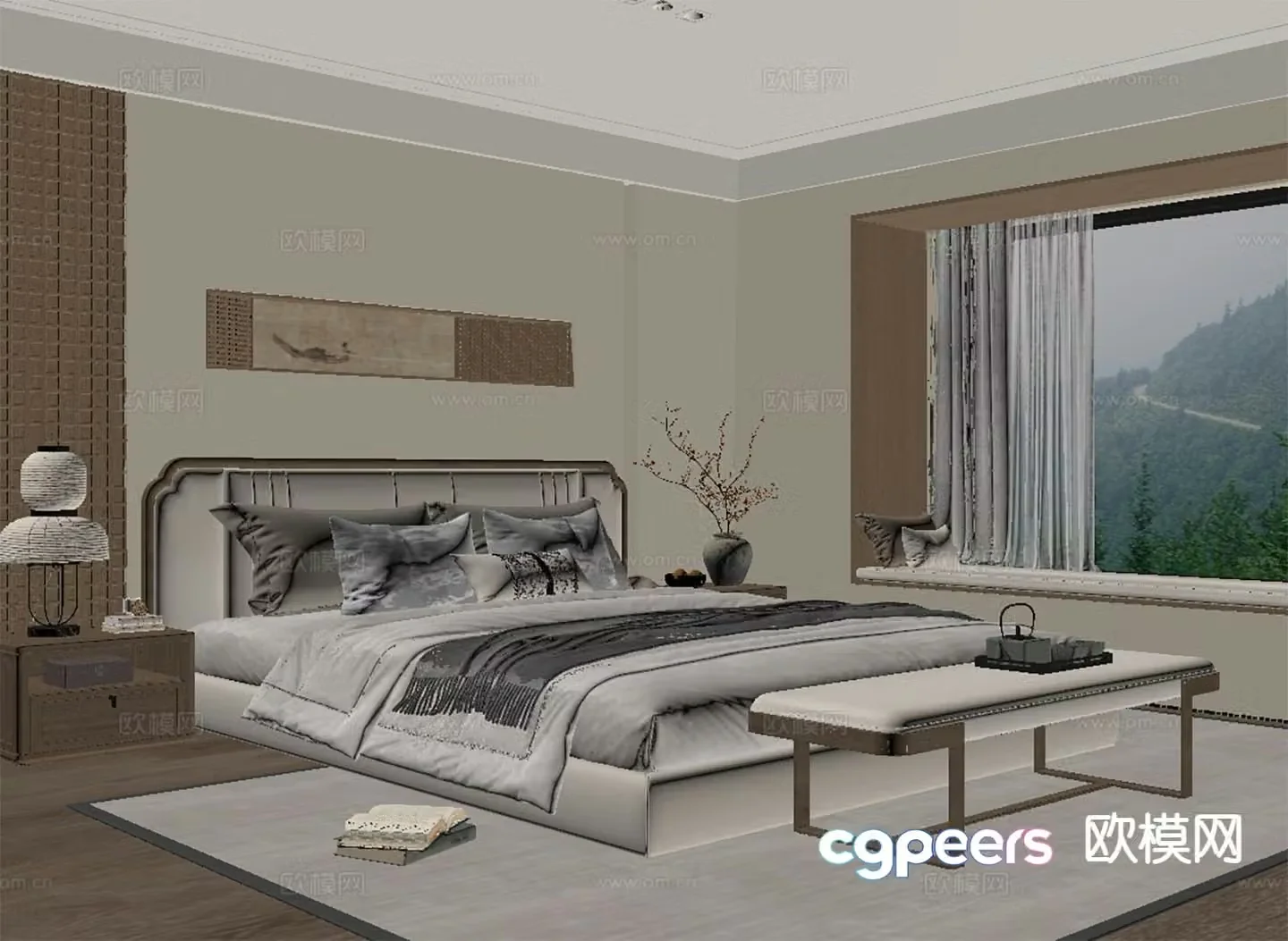 New Chinese style bedroom master bedroom elders room 3d model