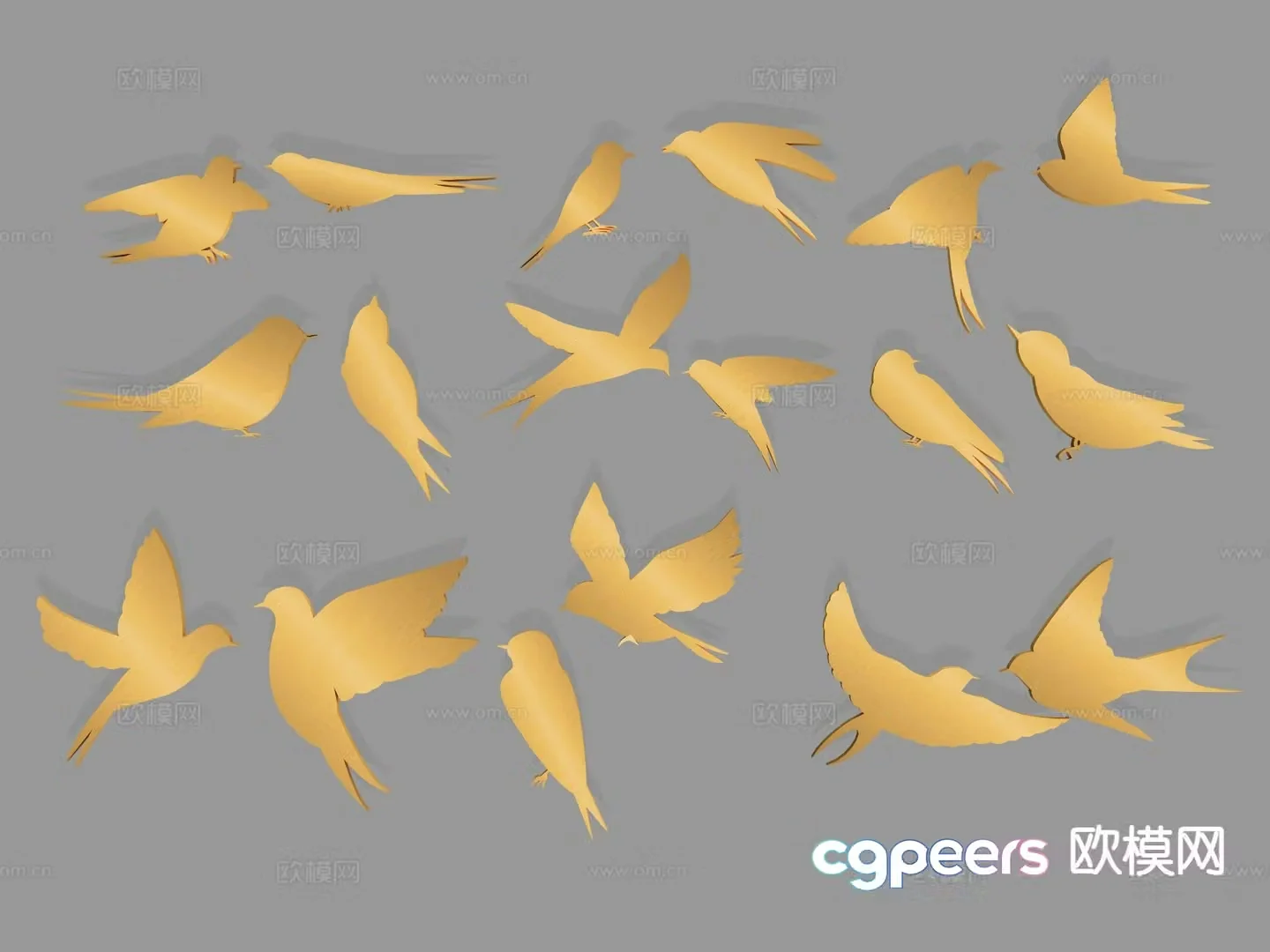 Swallow silhouette flying bird wall decoration 3d model