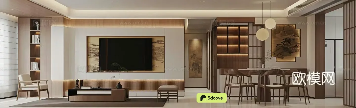 New Chinese style living room TV background