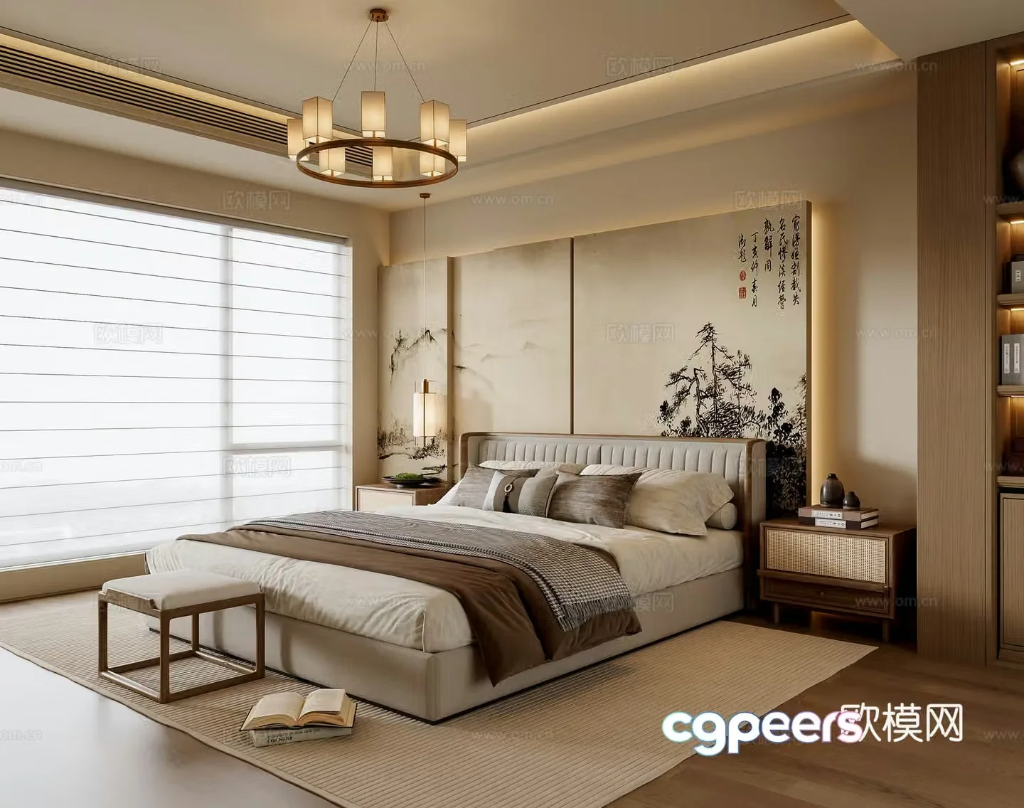 New Chinese bedroom 3D model