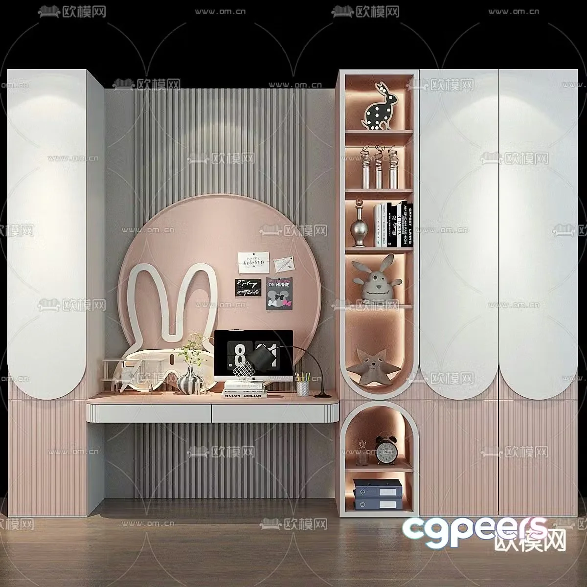 Children’s furniture children’s cabinet integrated desk 3d model