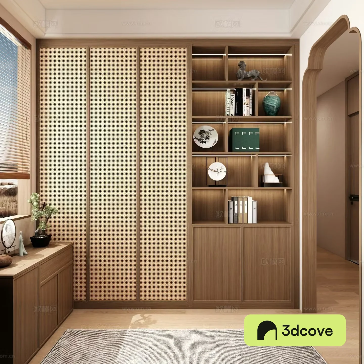 New Chinese style study multi-functional room retro study living room study