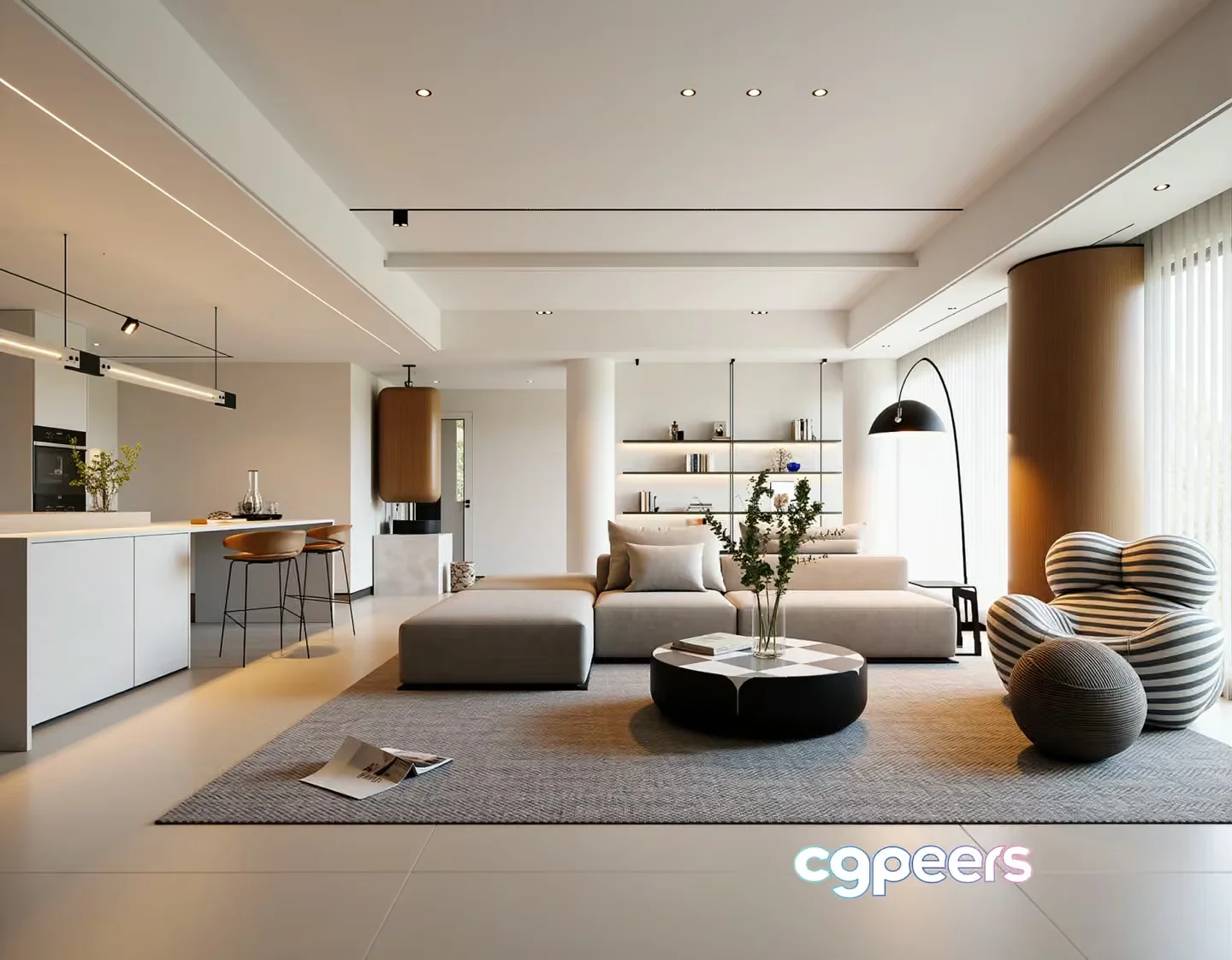 Modern Living Room 3D Model – 22184 – VRAY Render