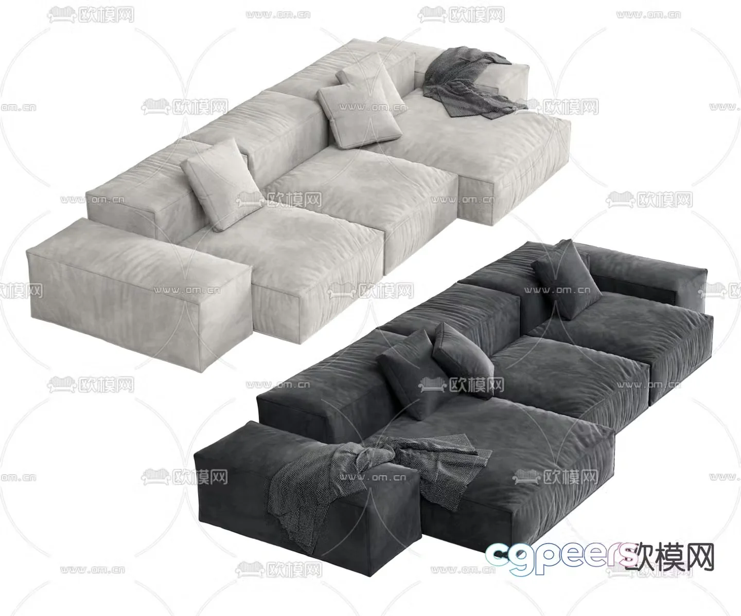 Upholstered Sofa Multi-person Sofa 3D Model
