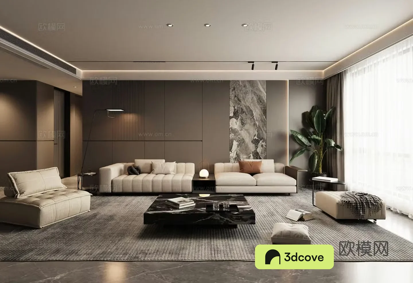 Modern high-end gray living room combination sofa
