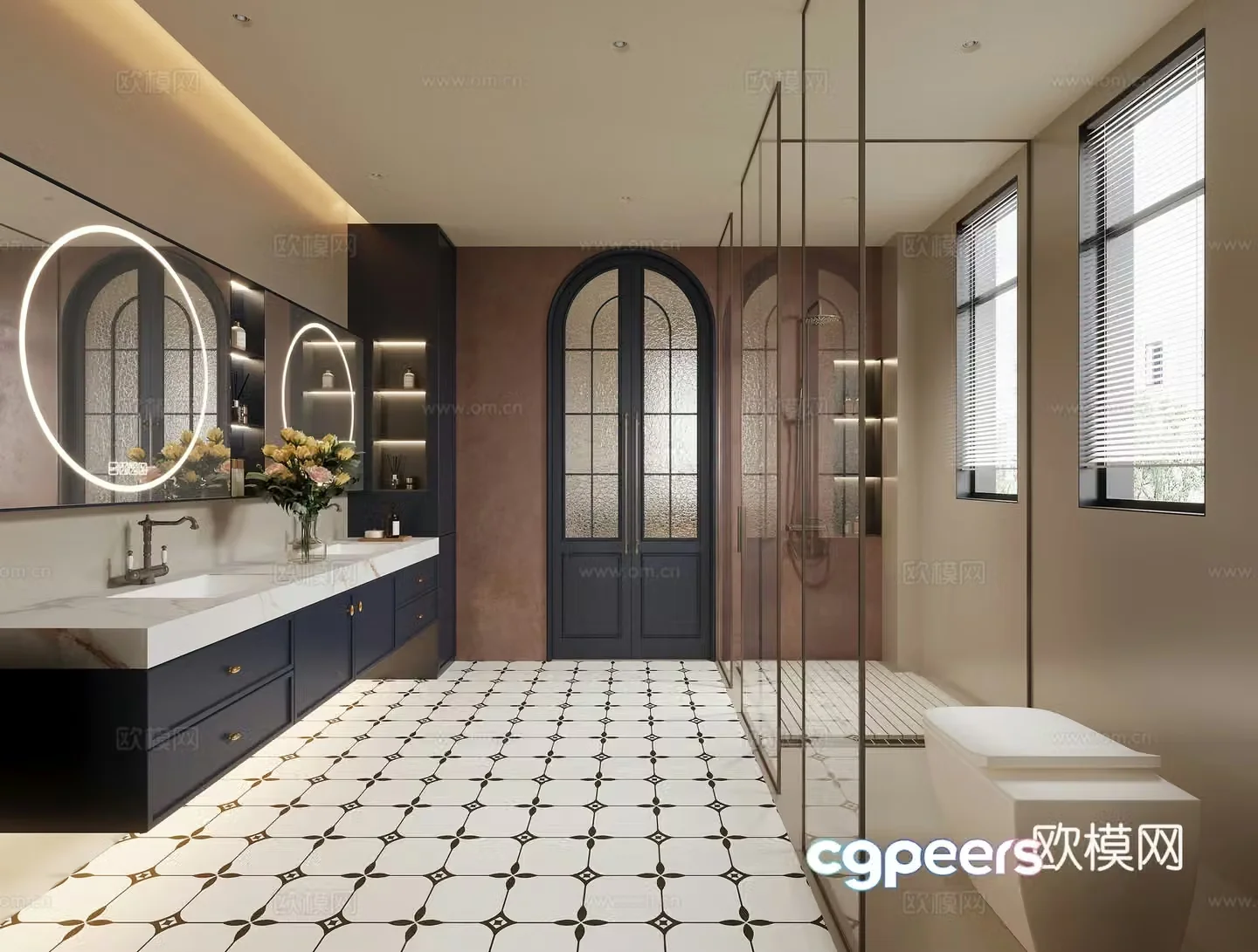 French retro bathroom 3d model