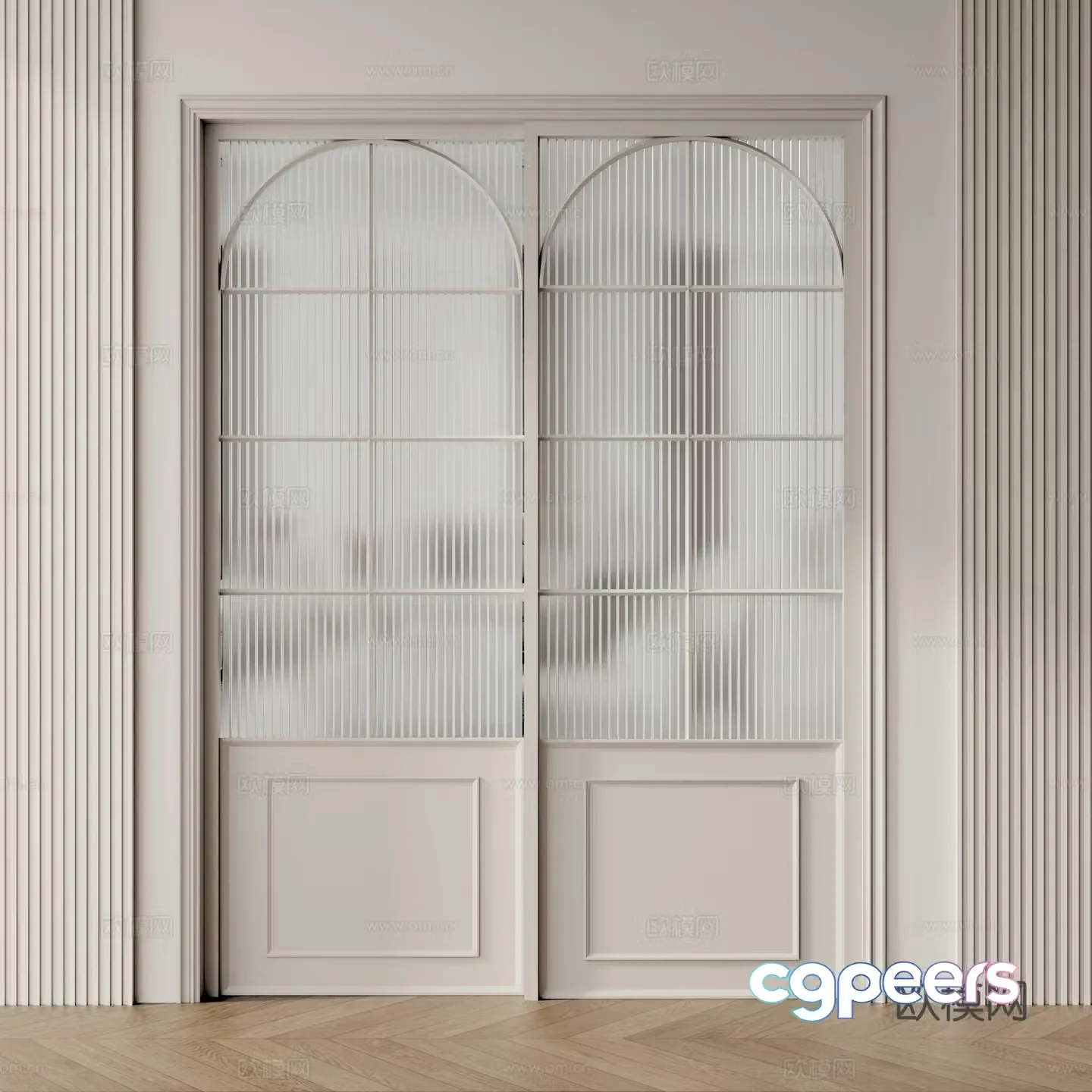French glass sliding door 3d model