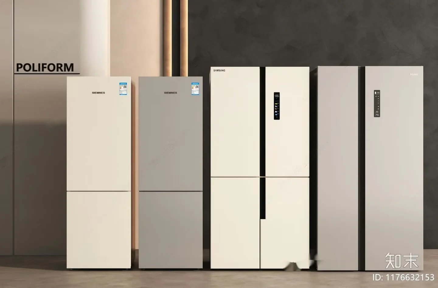 Modern White Refrigerators 3D Model – 5465 – VRAY Render