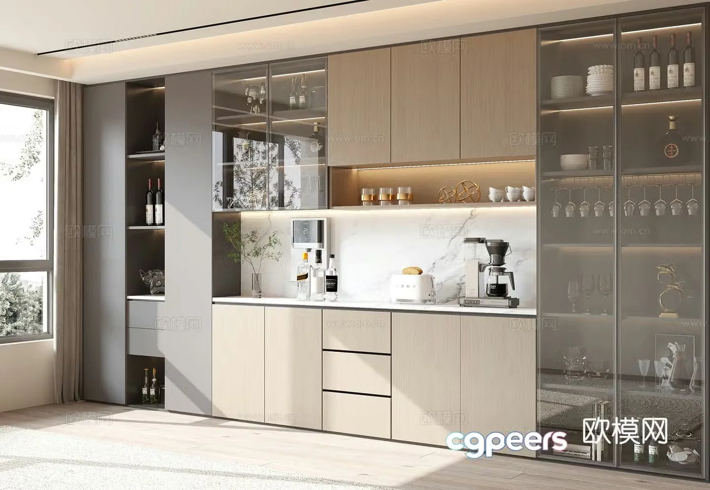 Modern wine cabinet 3d model