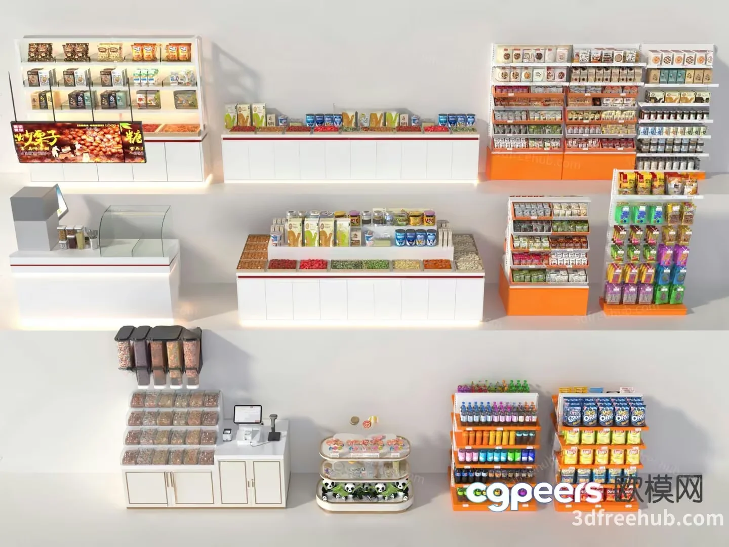 A Store Display With Various Products 3D Model – 18688 – VRAY Render