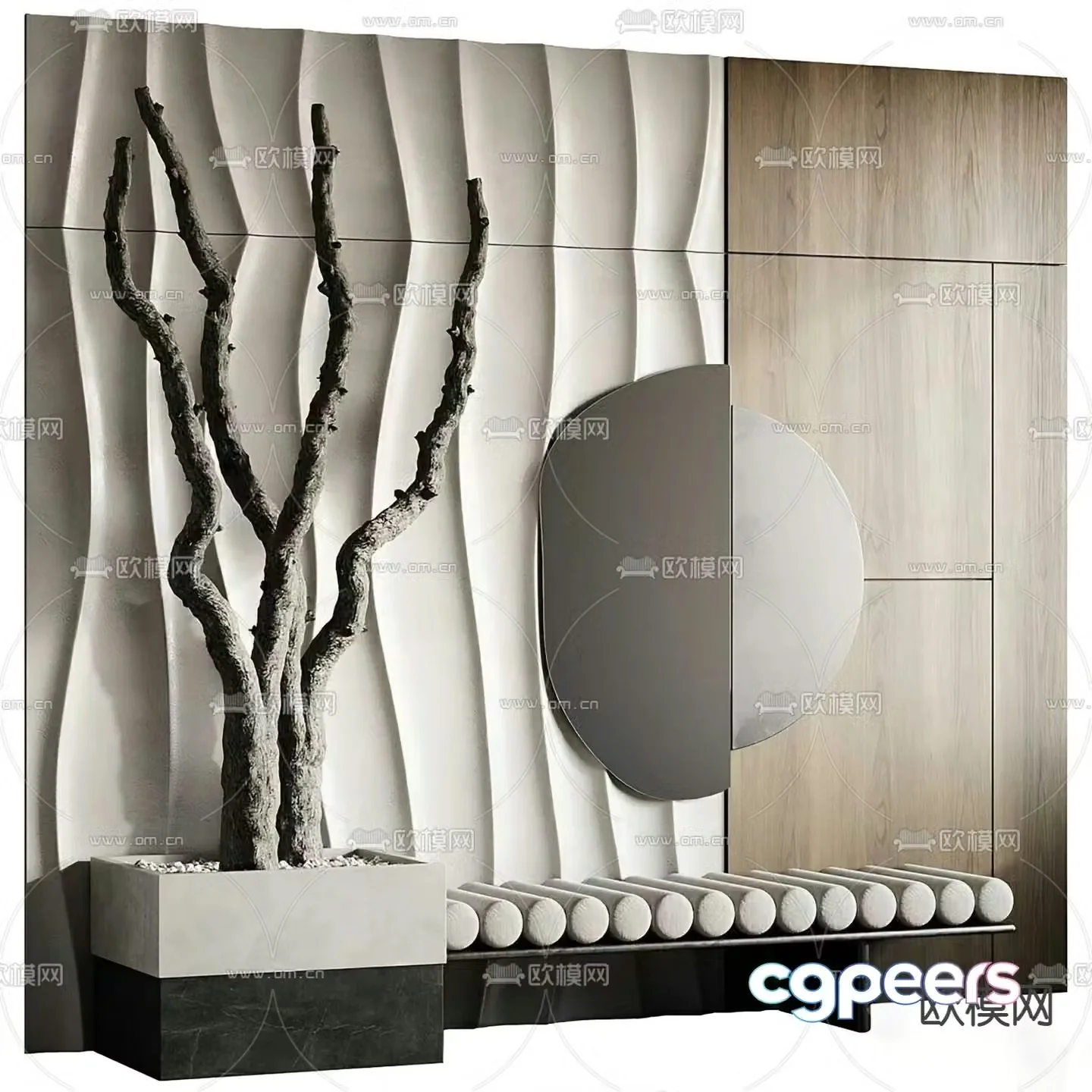 Entrance wall modeling wall shoe replacement stool 3D model
