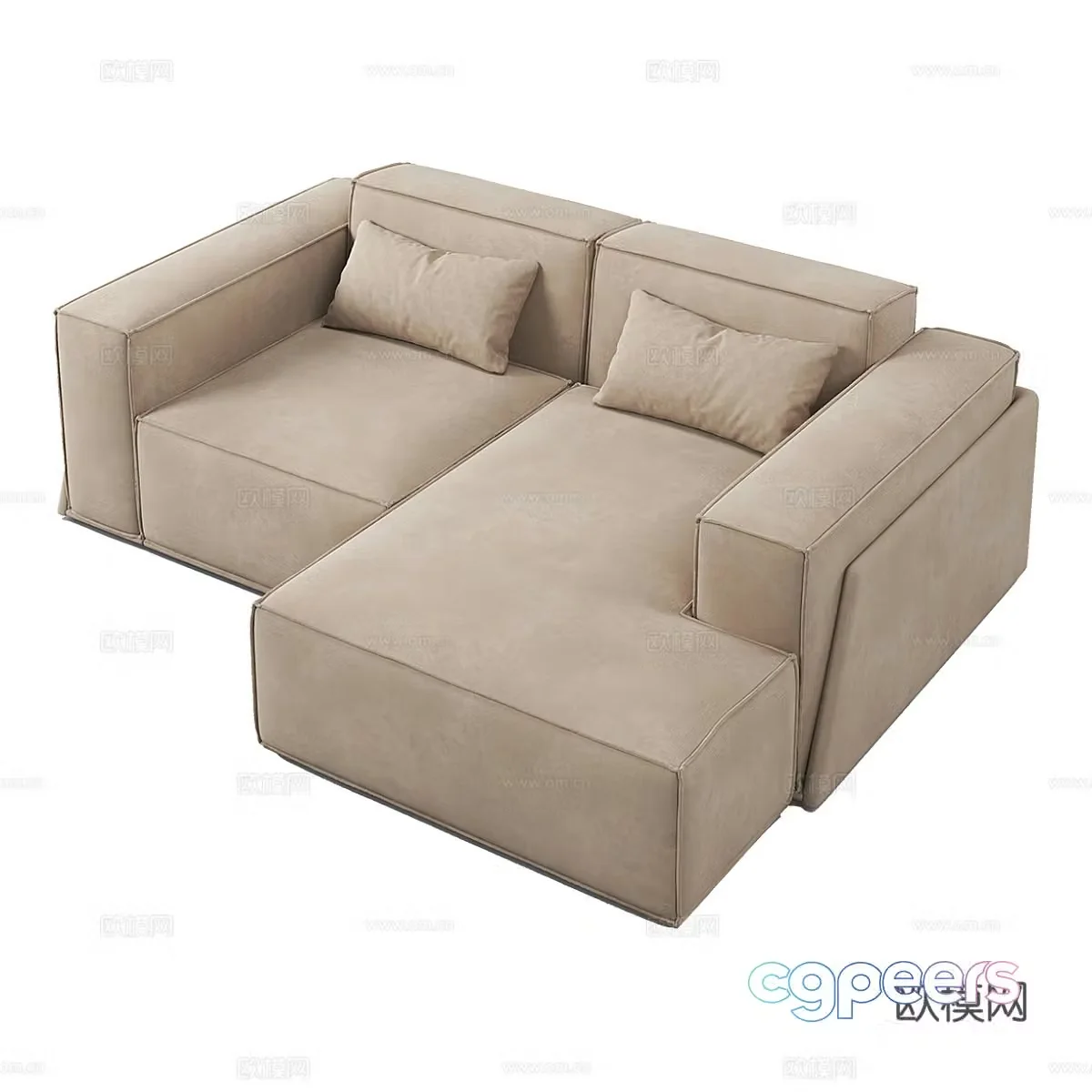 Modern simple double sofa corner sofa 3d model