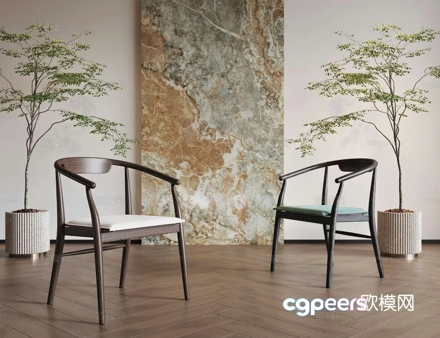 New Chinese style single chair tea chair arm chair dining chair 3D model