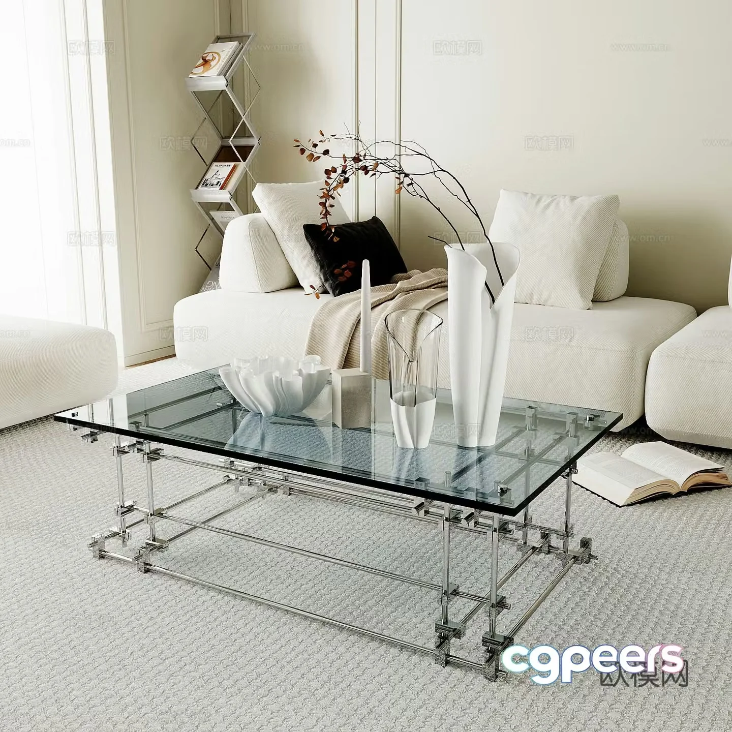 Modern glass coffee table 3d model