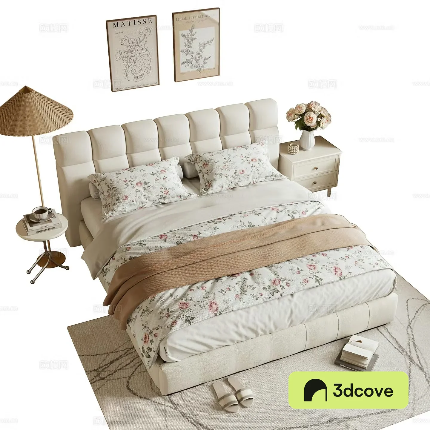 Cream style double bed