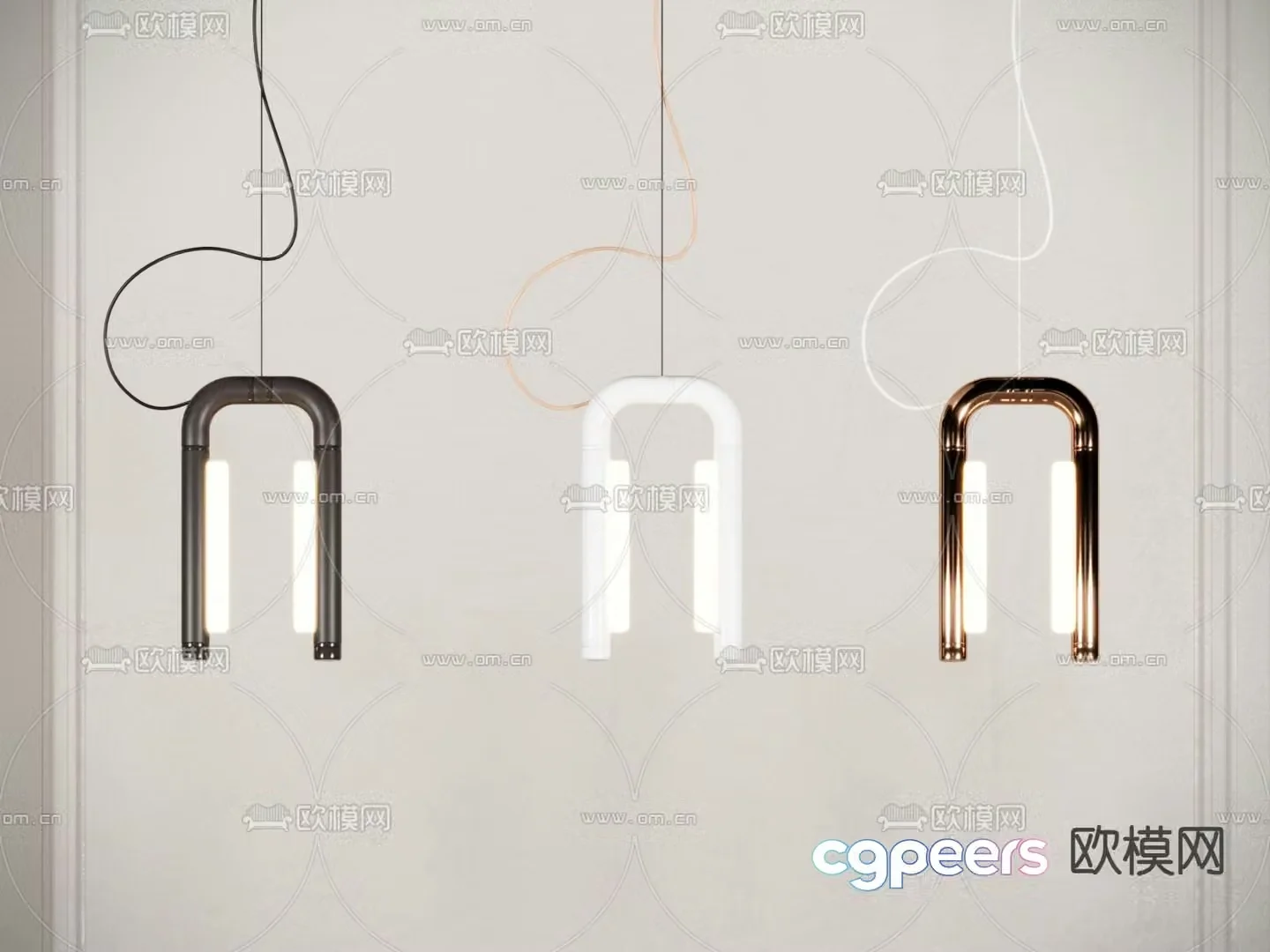 Light luxury small chandelier U-shaped chandelier 3D model